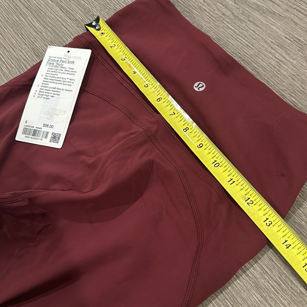 Lululemon Groove Super-High-Rise Flared Pant Nulu size 6 NWT Red Merlot… - Picture 5 of 7